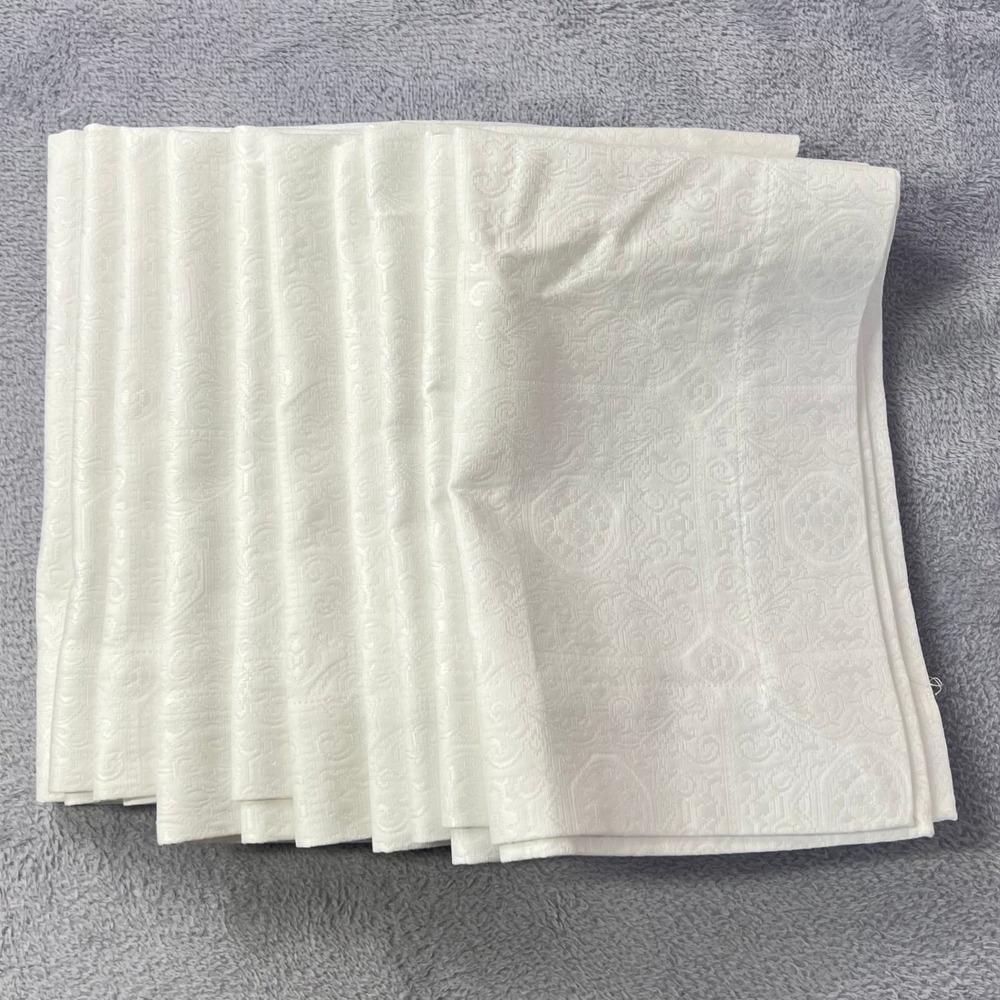 Vtg. Sferra Bros 100 Egyptian‎ Cotton White Damask Jacquard Placemats Set of 10